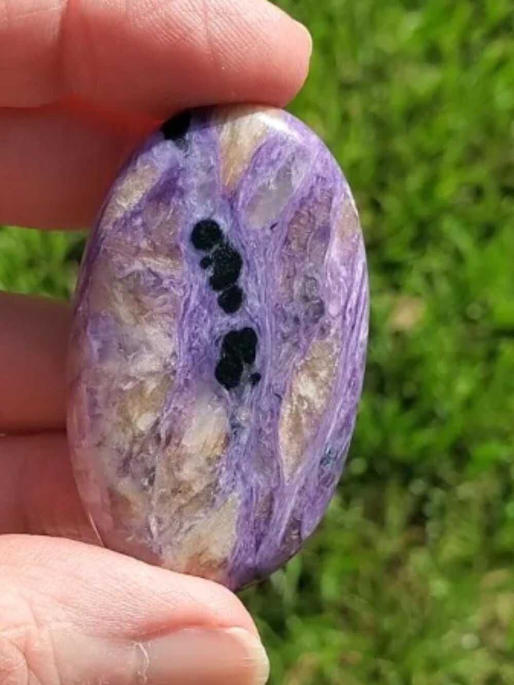Charoite Oval Palm Stone from Syberia (D1)